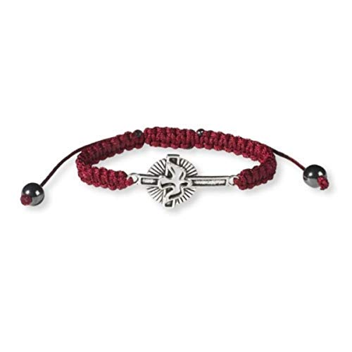 Adjustable Cord Red Confirmation Bracelet with Holy Spirit Dove Cross, Catholic Confirmation Gifts for Teenage Boys, 3 Inch