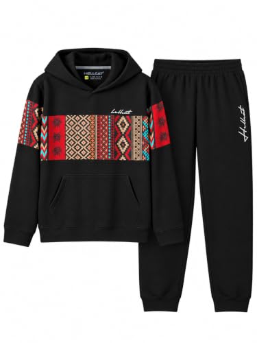 Image of HELLCAT Trendy Printed Cotton Blend Hoodie T-shirt Jogger Trackpant Clothing Set for Boys - Pack of 1