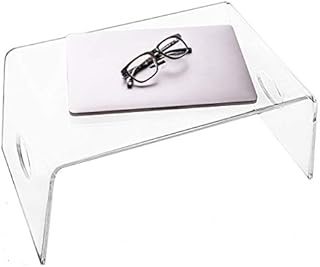 Acrylic Bed Tray with handles (21” x 12” x 9”) - Clear Laptop Stand for Home Office, Lightweight Portable Lap Desk for Eating, Reading or Writing, Mobile Table for Bed & Couch/Sofa