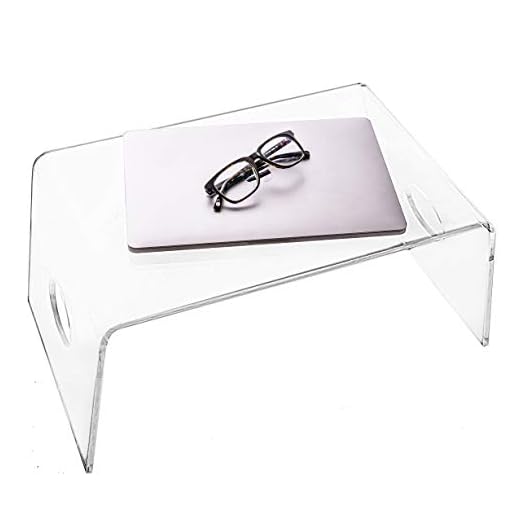 Acrylic Bed Tray with handles (21” x 12” x 9”) - Clear Laptop Stand for Home Office, Lightweight Portable Lap Desk for Eating, Reading or Writing, Mobile Table for Bed & Couch/Sofa