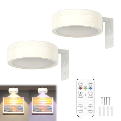 Suevut Bilderleuchte Kabellos 2 Stück mit Fernbedienung, Magnetisches...