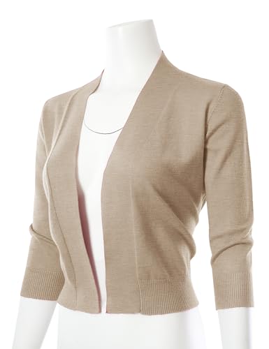 3/4 Sleeve Solid Open Bolero Cropped Cardigan for Women (S-3XL)2