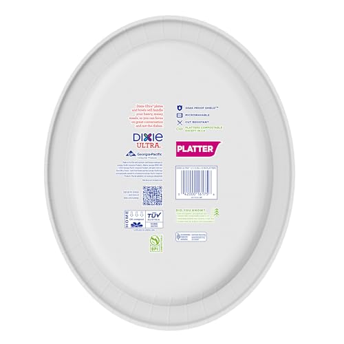 Dixie Ultra Disposable Paper Platters, 10\" x 12.5\", 25 Count – Durable, Sturdy Design