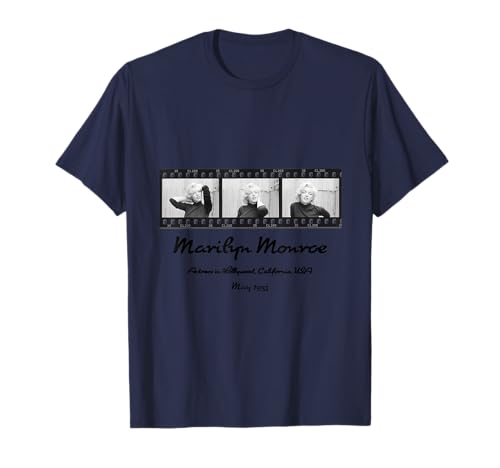 Great Moment Store T-shirt Marilyn Monroe 001 Noir Unisex Adulte S T-shirt Classique Manche courte Col roulé Fleur Retro Coton 100% Imported