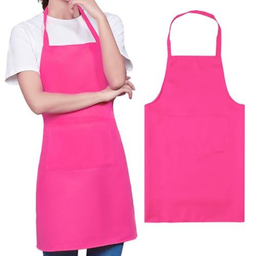 GNALIA Tablier De Cuisine Femme Professionnel 100% Coton Rose Taille Unique 1 Pièce Cou Réglable Qualité Bbq