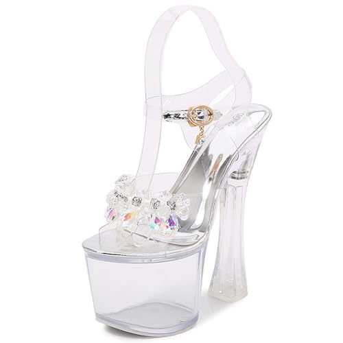Chaussures à talons aiguilles transparentes YZCIS et plateforme pour robe de mariée