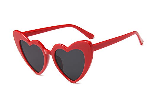 JUSLINK Heart Shaped Sunglasses for Women Vintage Cat Eye Mod Style Retro Kurt Cobain Glasses (Red)