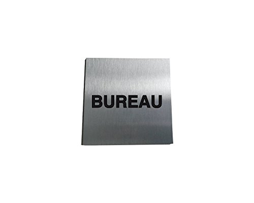 AUA SIGNALETIQUE - Plaque Aluminium Brossé BUREAU - 200x200 mm, Argent