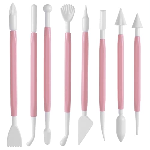 8 Stück Modelierwerkzeugset Modellierwerkzeug Doppelkopf Kuchenmodellierwerkzeuge Set Fondant Skulptur Modellierwerkzeuge Ton Werkzeug Töpferwerkzeug Geeignetes für Diy Kunsthandwerk