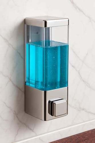 Image of Cube ABS Wall Mounted Soap Dispenser for Shampoo, Sanitizer, Lotion, Dish Wash Gel - Refillable Liquid Pump for Bathroom, Kitchen (Pack of 2)