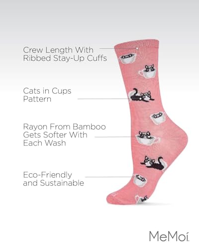MeMoi Cup o' Cats Rayan Blend Crew Socks3