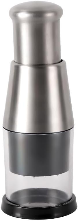 Stainless Steel Manual Garlic Press and Vegetable Chopper, Kitchen Mincer Tool with Container