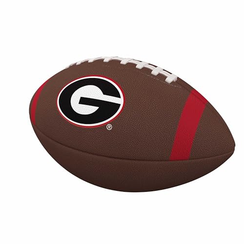 Logo Brands NCAA Georgia Bulldogs Full-Size Compsite Football Team Color Stripe Design | Durable Composite Leather with Grip Laces | Great for Tailgates
