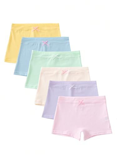 Floerns Girl's 6 Pcs Solid Bow Front Boxer Brief Colorblock Underwear Panties3