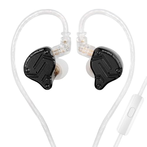 KZ ZS12 �C���C���[���j�^�[�w�b�h�t�H���A1DD+5BA �n�C�u���b�h�L���Q�[�~���O�C���z���AKZ �C���C���[���j�^�[�Q�[�~���O�C���z���C���z���A�I�[�f�B�I�}�j�A���� 2PIN �P�[�u���t���C���C���[�w�b�h�t�H��(Black 10,Con micro
