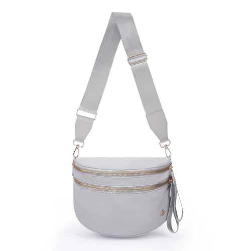 Image of Womens Crossbody Bag, Spacious Nylon Bum Bag Trendy Shoulder Purse with Adjustable Strap Zipped Travel Essentials