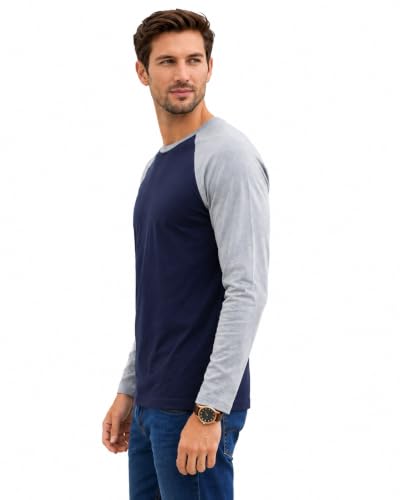 Image of R Cube Men's Henley Shirts Raglan Long Sleeve Casual Slim Fit Lightweight Fashion T-Shirts