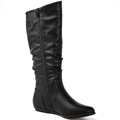 GLOBALWIN Women’s Black Flat Boots Knee High Fashion Dress Riding Boots For Women 6M - image 4