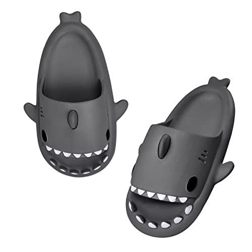 MUYOGRT Hai Hausschuhe Herren Damen, Cozy Shark Slides Slippers Haifisch Schlappen Rutschfest Cloud Slippers Shark Badeschlappen Unisex Cute Indoor Outdoor Sommer Wolken Schlappen Cover