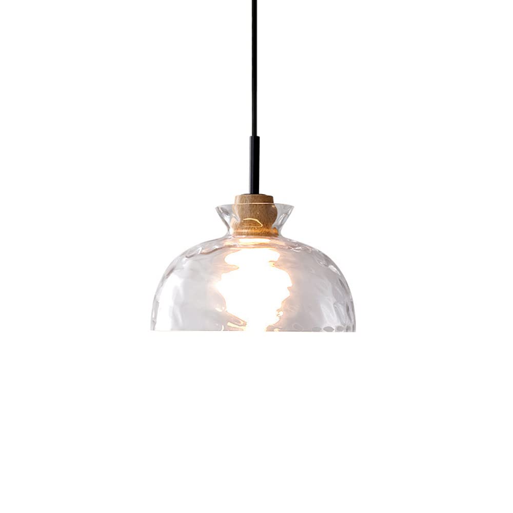 Mini lámpara colgante industrial con pantalla de cristal efecto ondas