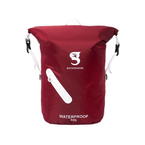 Image of geckobrands Lightweight 30L Waterproof Backpack - Lightweight Watertight Outdoor Bag Hiking Traveling Light Water Activities