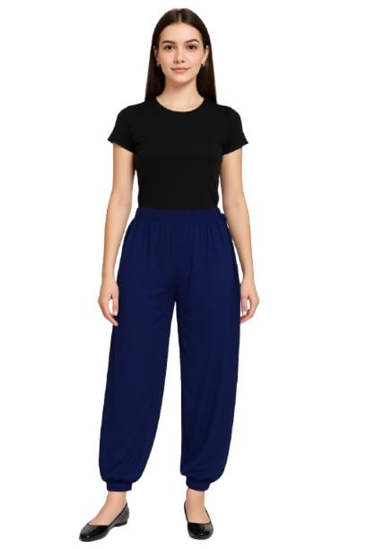 Women's Cotton Elasticated Afghani Harem Pants, Relaxed Loose Fit Solid Salwaar, Casual Summer Trousers | Women's Relaxed Loose Fit Solid Flex Baggy Pants-picture-55
