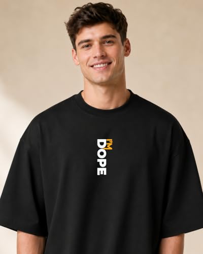 Image of URGEAR Men's Oversized Casual Stylished Printed Cotton Blended Round Neck T-Shirt