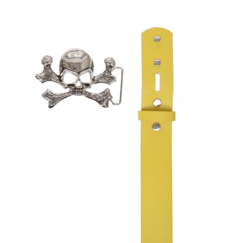 Unisex Skull Crossbones Buckle Snap-On Belt – 1.5" Wide2