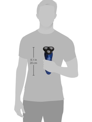 Philips Norelco Shaver 6400 held in hand, showing its compact size