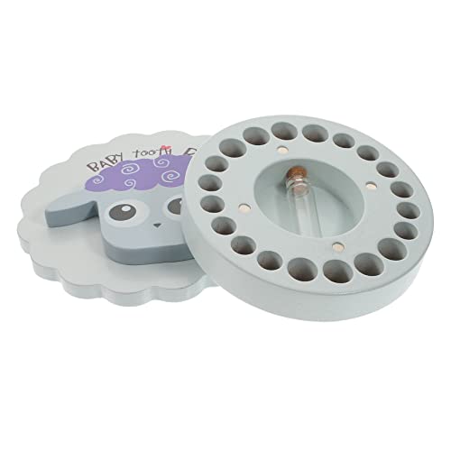 SOLUSTRE Cartoon Tooth Holder Wooden Teeth Saver Box for Newborns Memorable present for Expectant Mothers