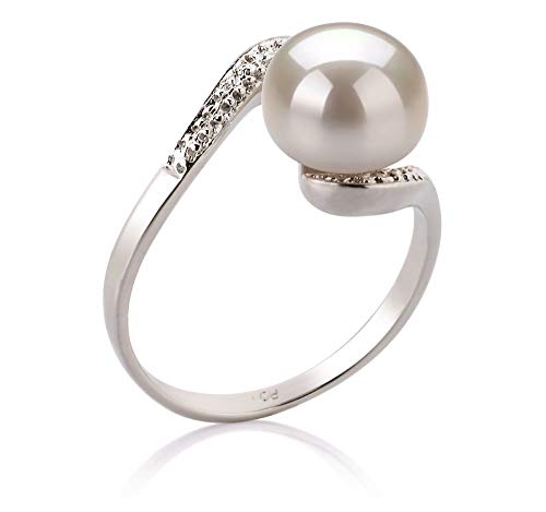 Chantel White 9-10Mm Aa Quality Freshwater 925 Sterling Silver Cultured Pearl Ring For Women - Size-8 #TOP1