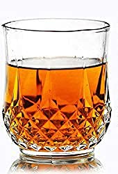 Image of Plastic Whiskey Glass Set of 6 (300ml) Plastic Unbreakable Stylish Transparent Glass Set (Round Diamond Glass)