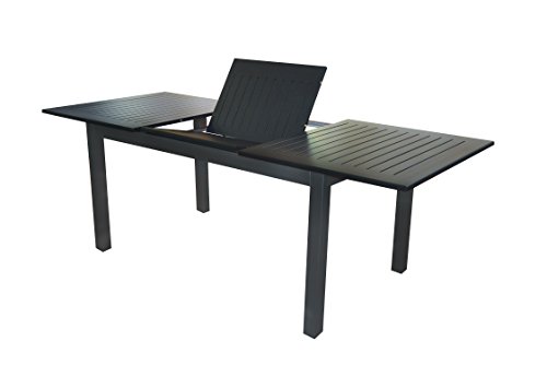 Doppler Voll Aluminium Gartentisch 220/280 x 100 cm mit Synchronauszug anthrazit schwarz