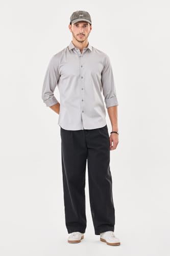 Image of SNITCH Men Formal Shirt | Slim Fit Long Sleeve Spread Collar Solid Design | Premium Cotton Blend & Breathable Fabric for Office & Casual Wear