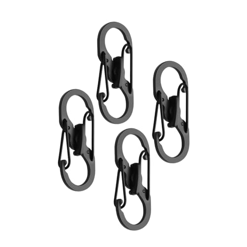 4 Pcs Mini Stainless Steel Carabiner Clips, Black Anti-Theft Zipper Lock, Lightweight Durable Keychain Accessories