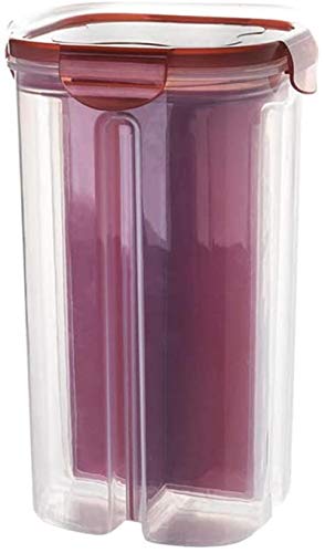 MRZJ Tarros para alimentos, recipiente de 3 l con tapa hermética, recipientes herméticos de plástico duradero (sin BPA), compartimento extraíble, color blanco y rojo