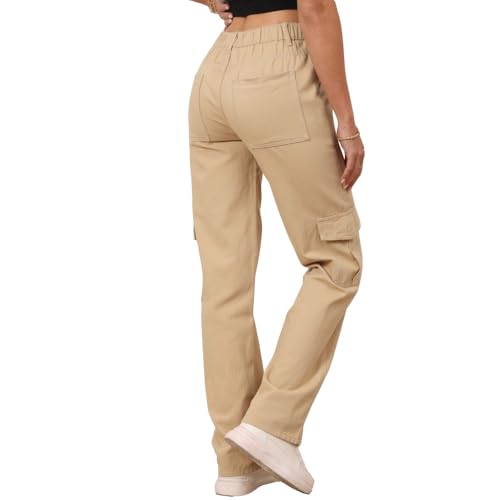 THWEI Cargo Pants for Women High Waisted Casual Pants Y2K Streetwear with 6 Pockets4