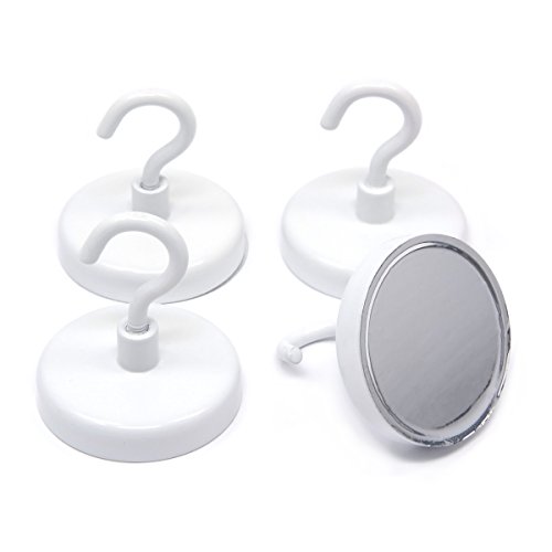 4 Pieces CMS Magnetics Magnet Hooks with 28 LB Holding Power Each MHCP-40 (White)