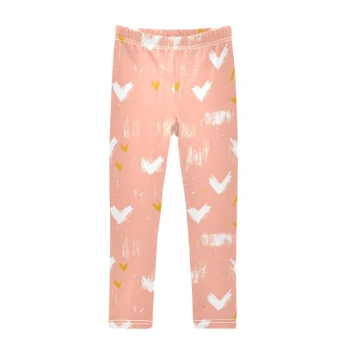 Hand-Drawn Hearts Girls Leggings Athletic Pants Tights Stretch Bottom