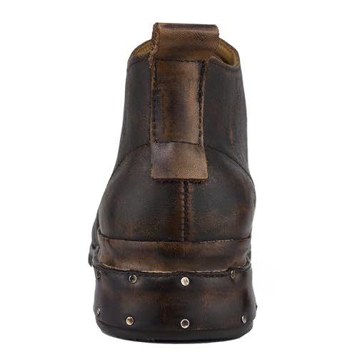 Chukka Boots Mens, Casual Leather Motorcycle Combat Boots,Dress Lace-Up Ankle Shoe, Fashion Cap Toe Boots for Men,6026-14