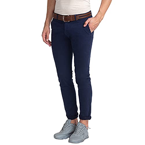 Image of Parx Men's Cotton Blend Rfd Pattern Low Rise Tapered Fit Flat Front Casual Trouser