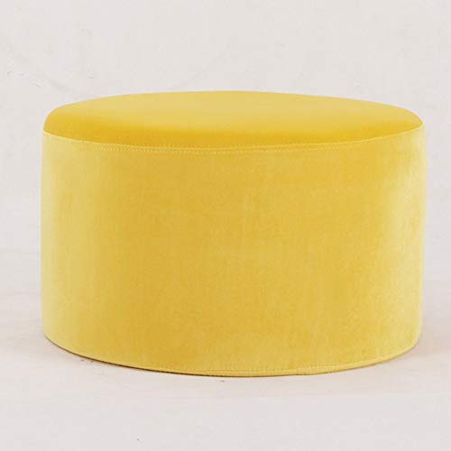 Banc à chaussures lavable et petit pouf rond jaune pour optimiser les petits espaces