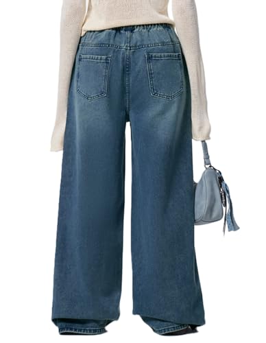 EMMIOL Women Baggy Jeans Mid-Low Waist Boyfriend Streetwear Vintage Jeans Wide Leg Denim Pants