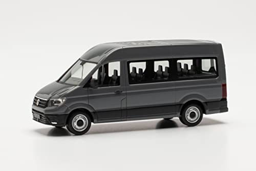 herpa 094252-002 Modellauto VW Crafter Bus Hochdach, originalgetreu im Maßstab 1:87, Auto Modell für Diorama, Modellbau Sammlerstück, Deko Automodelle aus Kunststoff Miniaturmodell, nardograu