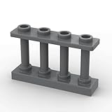 50 PCS Fence Bulk Building Bricks Dark Gray 1x4x2 Lattice Building Blocks with 4 Column and Dots House Manor Kit Parts and Pieces Bricks Compatible with Lego Parts
