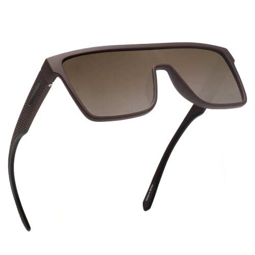 Image of GLINDAR Polarized Sunglasses Men Flat Top Womens, Oversized Square Shield | One Piece,Trendy,Lightweight,Driving