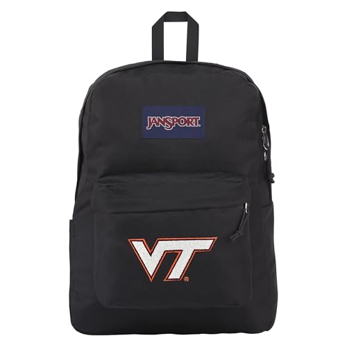 Image of JanSport NCAA Officially Licensed Backpack, Virginia Tech Hokies, Superbreak Plus with Padded 15'' Laptop Sleeve, Spacious Computer Bag for Men & Women, Durable Daypack with Bottle Pocket, Black