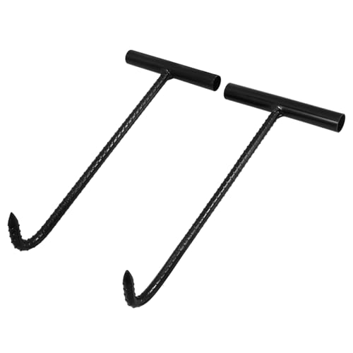 BELLIFFY Utility Hooks 2pcs Manhole Cover Puller T-Handle Lifting Hooks for Outdoor Use