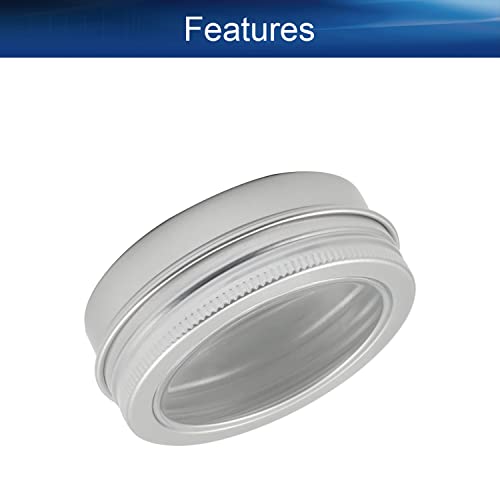 Bettomshin 1 Pack 2 Oz Tin Cans Screw Top Round Aluminum Cans Screw Lid Containers With Clear Window For Store Spices, Candies, Tea Or Gift Giving #TOP3