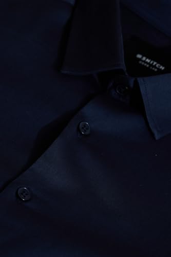 Image of SNITCH Men Formal Shirt | Slim Fit Long Sleeve Spread Collar Solid Design | Premium Cotton Blend & Breathable Fabric for Office & Casual Wear